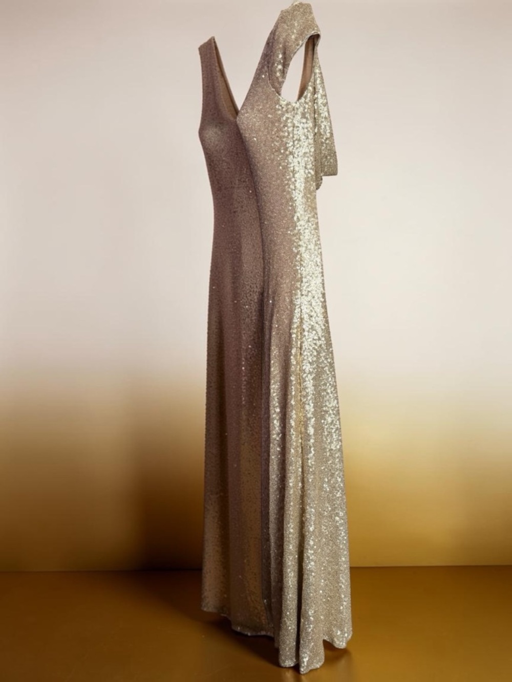 Revelry Champagne Gold Convertible Sequin Maxi Gown- Size 0 - Picture 5 of 15